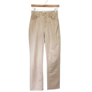 Abercrombie Tan 90s Straight Ultra High Rise Vegan Leather Pants Sz 26